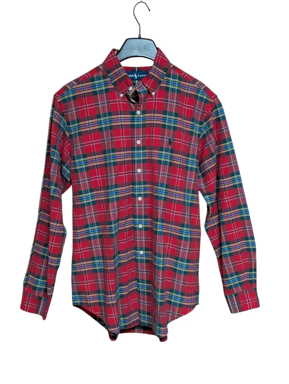 Ralph Lauren Vintage Red Plaid 100% Cotton Button Down Shirt Size Medium